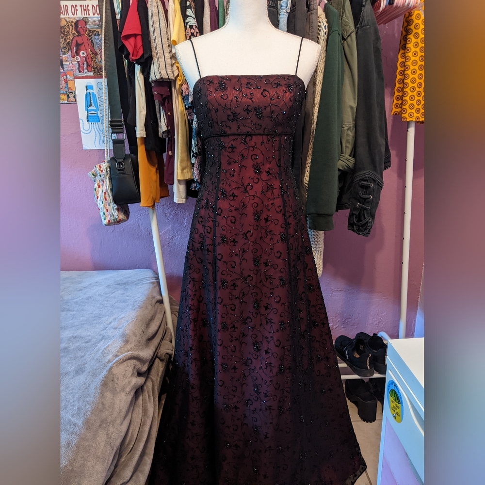 Y2K Vintage Red and Black Prom Dress